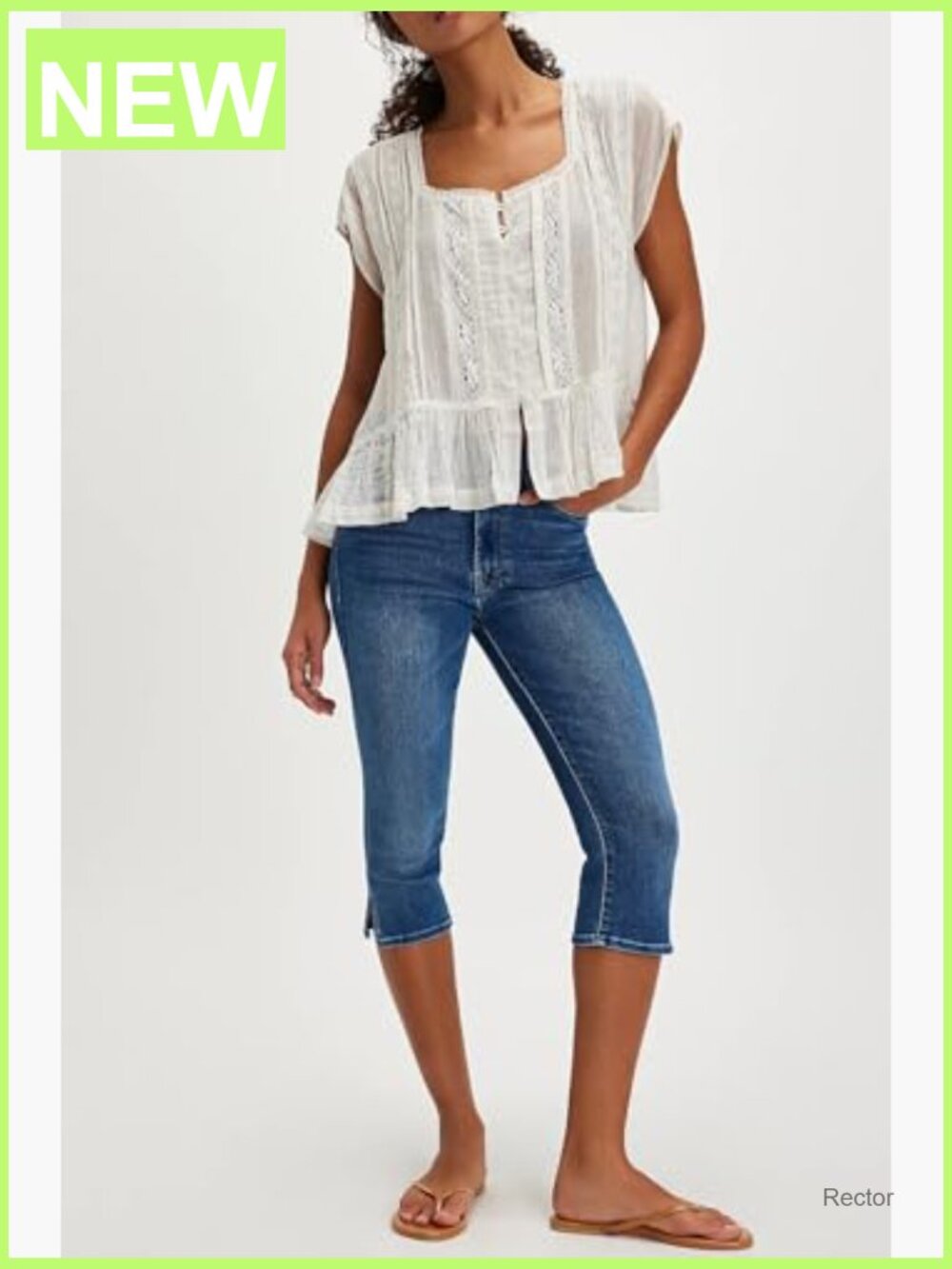 Flowey Sheer Lace Embroidered Babydoll Button Down Blouse - Picture 3 of 4